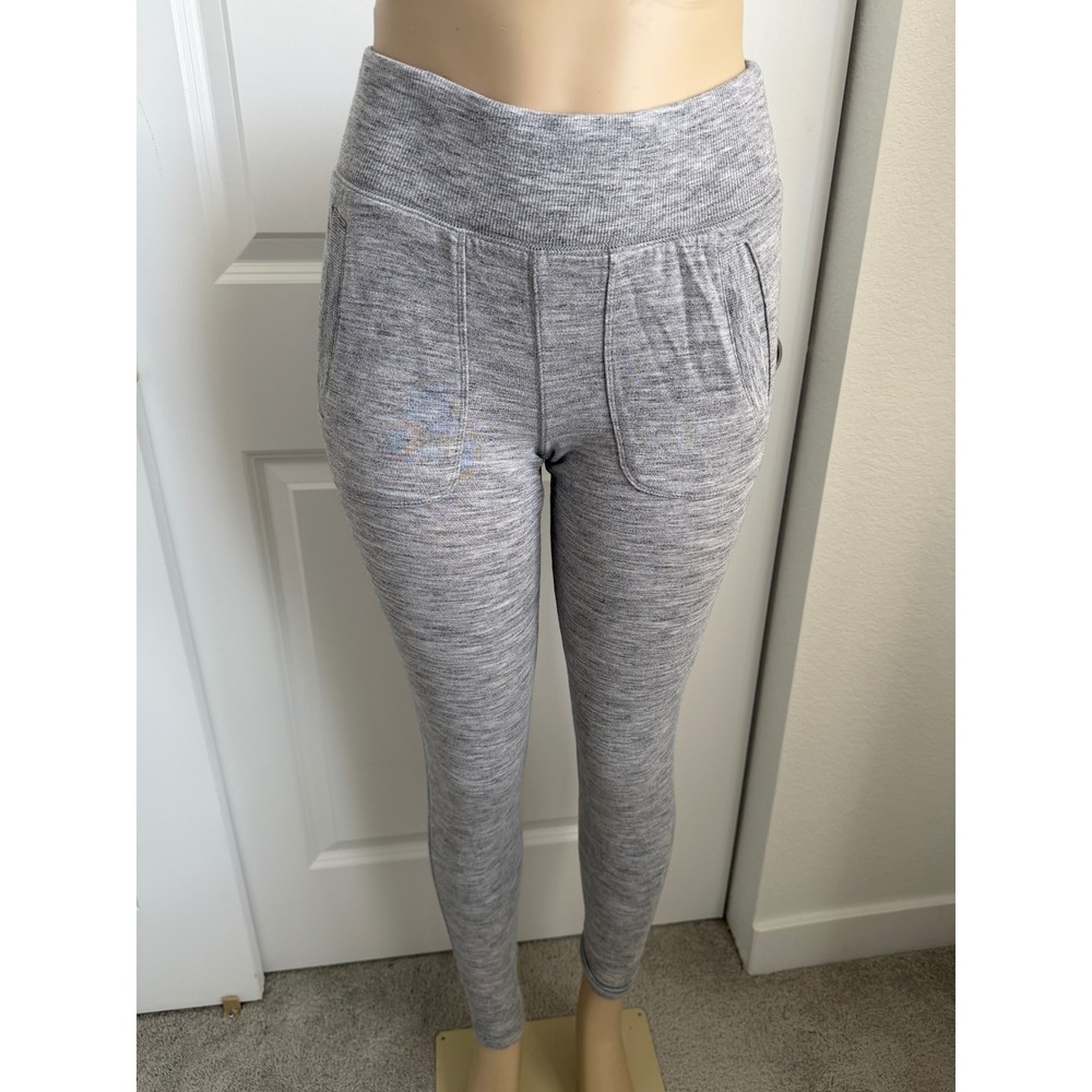 Athleta Grey Heathered High Waisted Modal Blend Leggings Front Pockets XXS